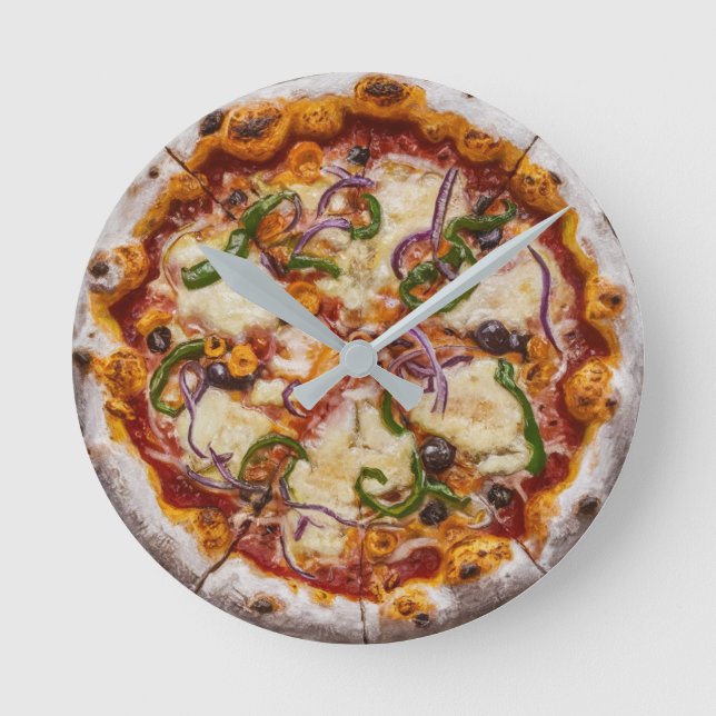 Reloj Redondo Mediano Pizza blanca (Anverso)