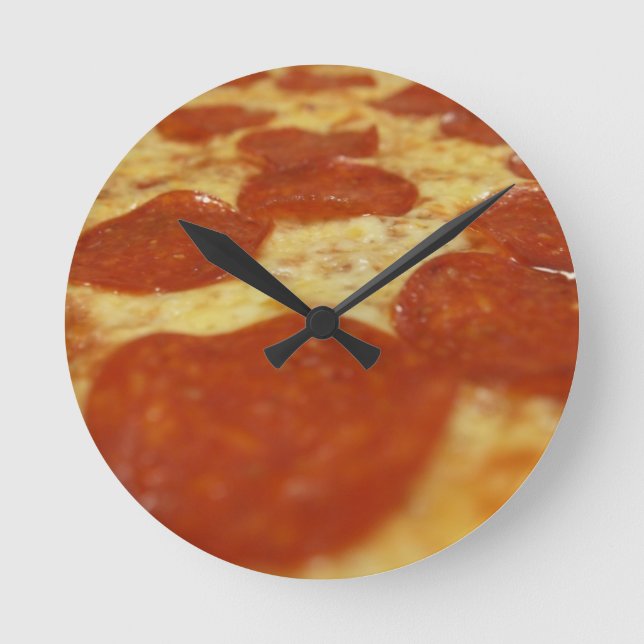 Reloj Redondo Mediano pizza de pepperoni (Anverso)