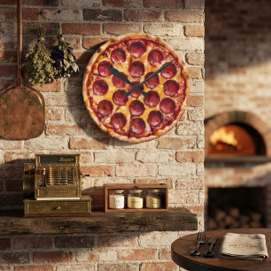Reloj Redondo Mediano Pizza de Pepperoni