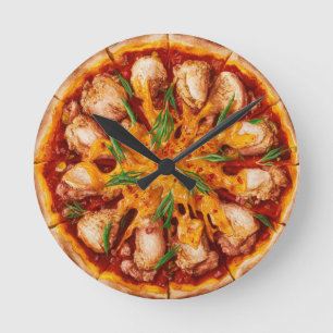 Reloj Redondo Mediano Pizza de pollo de búfalo