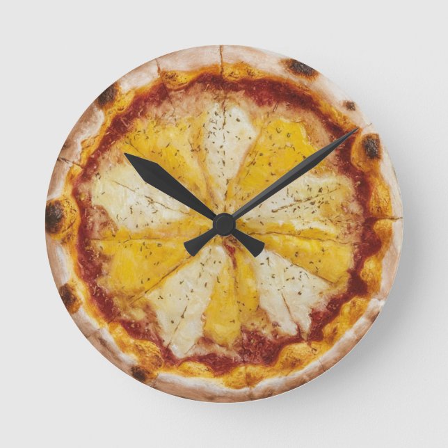 Reloj Redondo Mediano Pizza de Queso (Anverso)