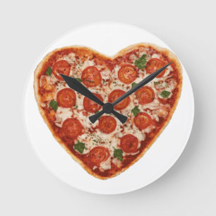 Reloj Redondo Mediano pizza en forma de corazón