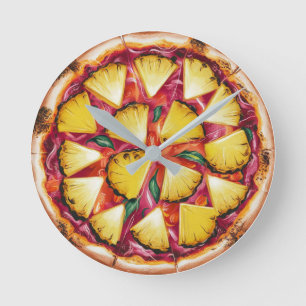 Reloj Redondo Mediano Pizza Hawaiana