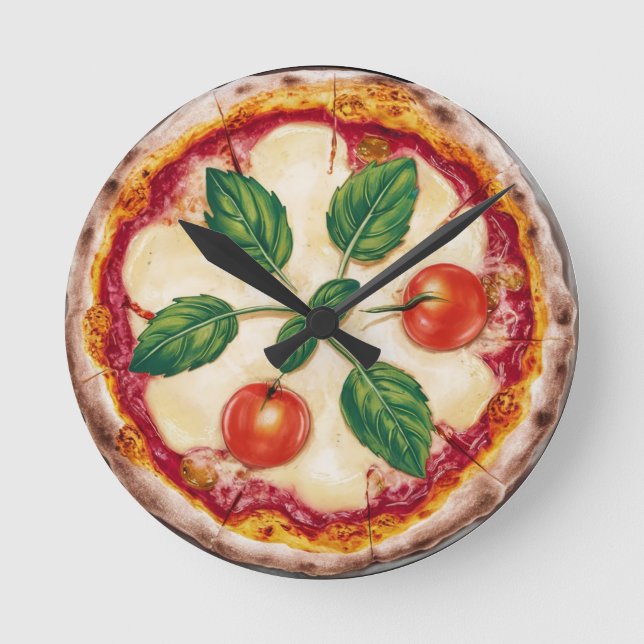 Reloj Redondo Mediano Pizza Margherita (Anverso)