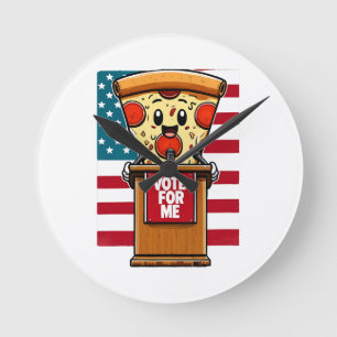 Reloj Redondo Mediano pizza patriótica voten por mí