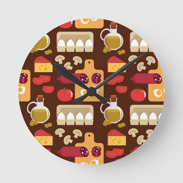 Reloj Redondo Mediano Pizza Pattern (Anverso)