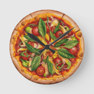 Reloj Redondo Mediano Pizza vegetariana