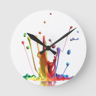 Reloj Redondo Mediano Placa de pintura arco iris
