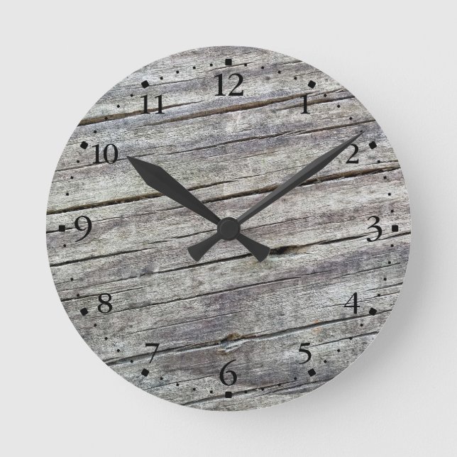 Reloj Redondo Mediano Planchas de madera templada Textura Patrón de relo (Anverso)