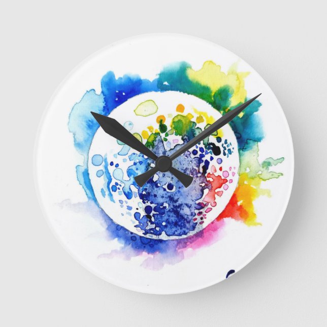 Reloj Redondo Mediano Planeta colorido (Anverso)