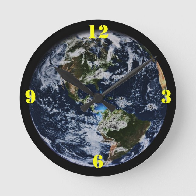 Reloj Redondo Mediano Planeta Tierra (Anverso)