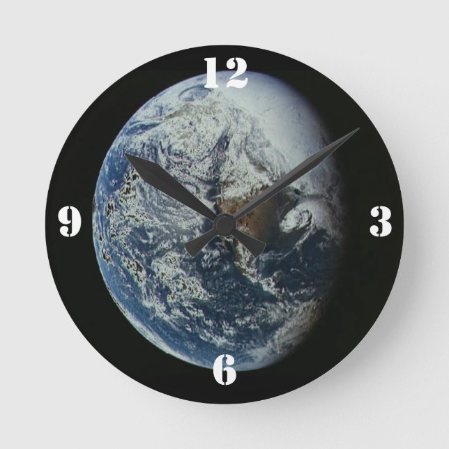Reloj Redondo Mediano Planeta Tierra (Anverso)