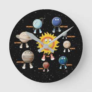 Reloj Redondo Mediano Planetas y el sistema solar