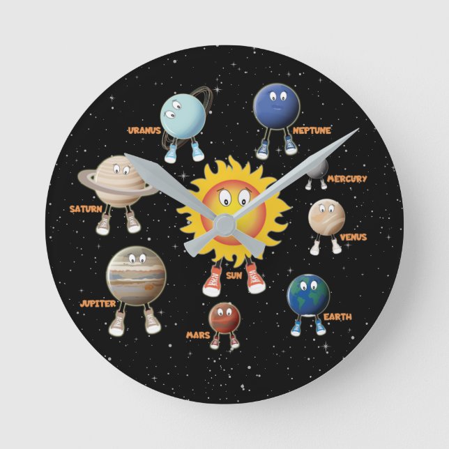 Reloj Redondo Mediano Planetas y el sistema solar (Anverso)