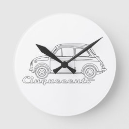 Reloj Redondo Mediano Plano Oldtimer de 500 cc de Fiat Cinquecento