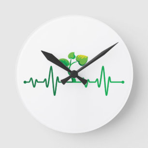 Reloj Redondo Mediano Plant Heartbeat - Planta Botánica de Jardinería Bo