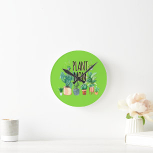 Reloj Redondo Mediano Planta Mamá -Jardinería, Regalo De Plantador Para 