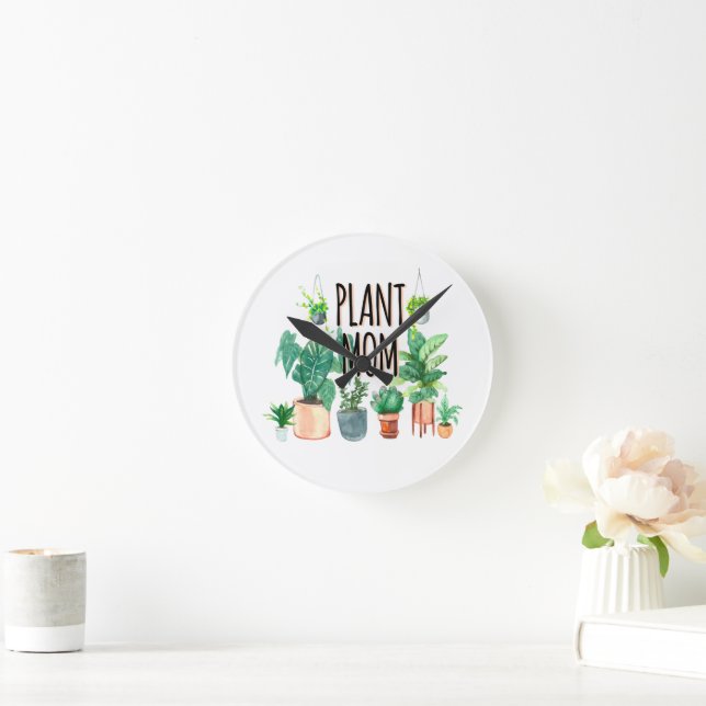 Reloj Redondo Mediano Planta Mamá -Jardinería, Regalo De Plantador Para  (Hogar)