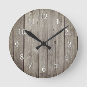 Reloj Redondo Mediano Plantas de madera rústicas
