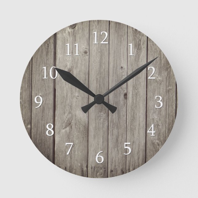 Reloj Redondo Mediano Plantas de madera rústicas (Anverso)
