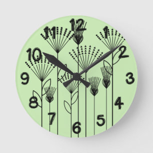Reloj Redondo Mediano Plantas de palo