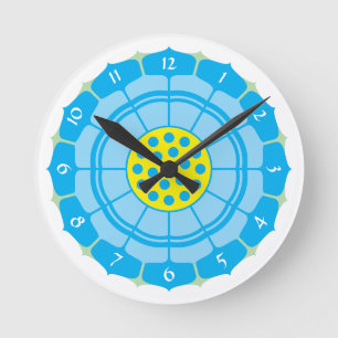 Reloj Redondo Mediano Plantilla de flores de Lotus