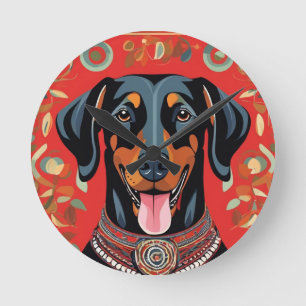 Reloj Redondo Mediano Plantilla de perro feliz reemplazar con su foto