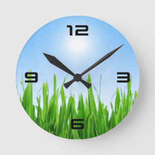 Reloj Redondo Mediano Plantilla de texto personalizado de cielo azul hie