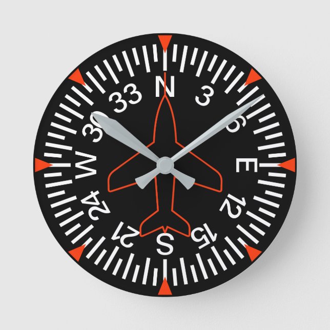 Reloj Redondo Mediano Plantilla del indicador de rumbo del avión (Anverso)