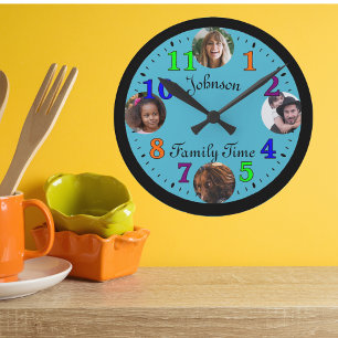 Reloj Redondo Mediano Plantilla Foto Familiar Personalizada moderna