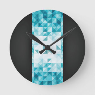 Reloj Redondo Mediano Plantilla geométrica abstracta azul del fondo