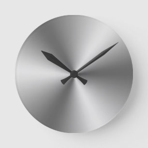 Reloj Redondo Mediano Plata metálica Aspecto Gris