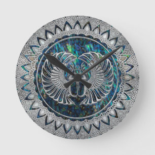 Reloj Redondo Mediano Plata y olmo egipcios del escarabajo del