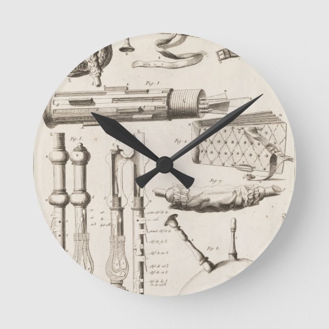 Reloj Redondo Mediano Plate VI: Wind instruments from the Encyclopedia o (Anverso)