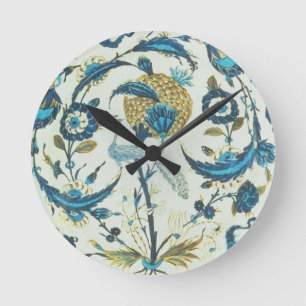 Reloj Redondo Mediano Plato de Iznik pintado con un pavo real encaramado
