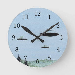 Reloj Redondo Mediano Platos Voladores