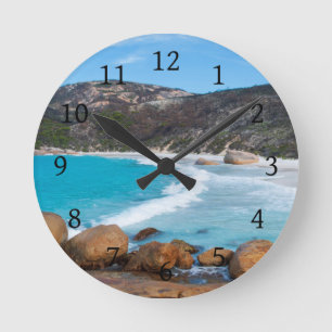 Reloj Redondo Mediano Playa blanca y perfecta y océano azul