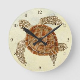 Reloj Redondo Mediano Playa Costera Océano Mar Collage Turtle Mar
