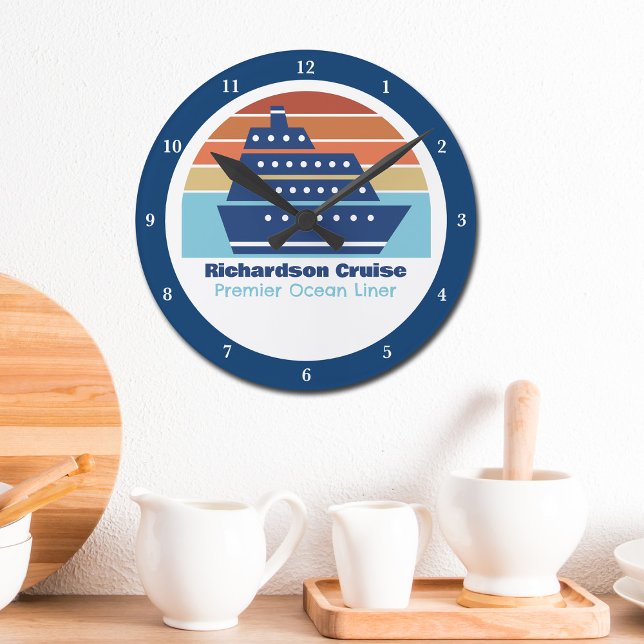 Reloj Redondo Mediano Playa del Capitán del Barco de Cruceros personaliz (Subido por el creador)