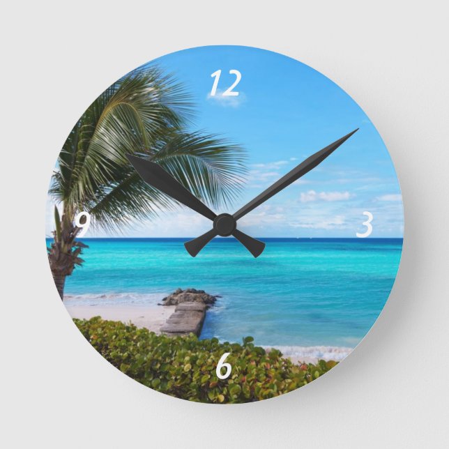 Reloj Redondo Mediano Playa del Caribe (Anverso)