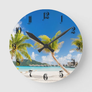 Reloj Redondo Mediano Playa tropical