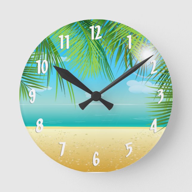 Reloj Redondo Mediano Playa tropical (Anverso)