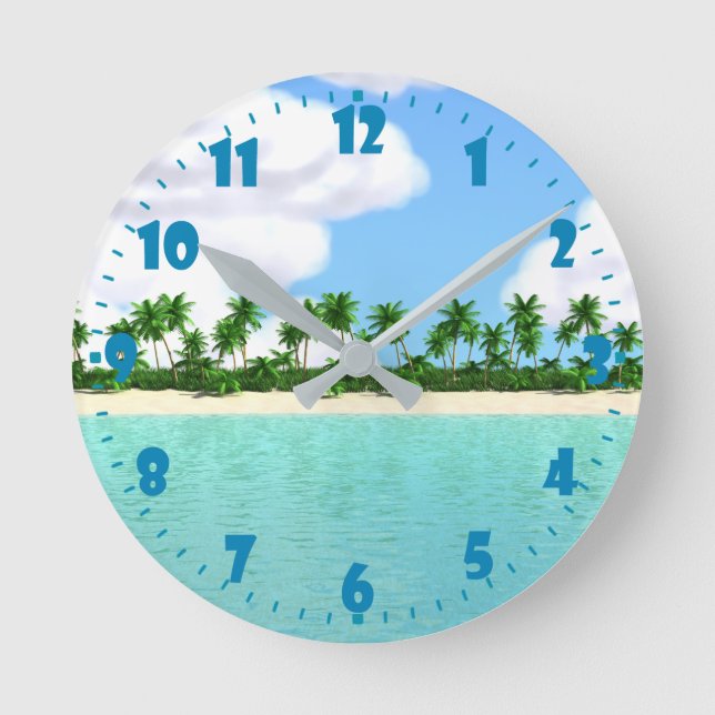 Reloj Redondo Mediano Playa Tropical (Anverso)