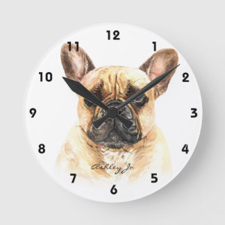 Reloj Redondo Mediano Plaza de Bulldog francesa personalizada o