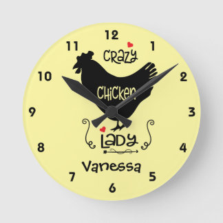 Reloj Redondo Mediano Plaza de la dama de pollo Loco o