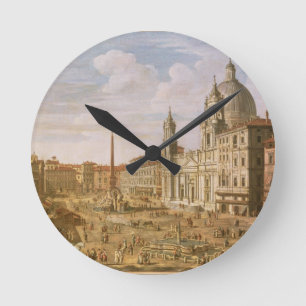Reloj Redondo Mediano Plaza Navona, Roma, pareciendo del sur hacia