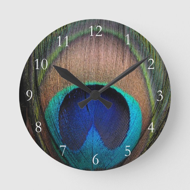 Reloj Redondo Mediano Pluma de cobre/Verde azulado/azul (Anverso)
