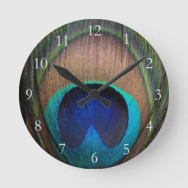Reloj Redondo Mediano Pluma de cobre/Verde azulado/azul