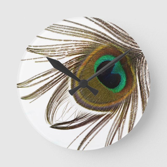 Reloj Redondo Mediano Pluma de pavo real    (Anverso)