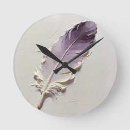 Reloj Redondo Mediano Pluma Impasto Orgánico Moderno Púrpura Polvoriento